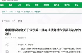 中国足协公示第二批完成债务清欠俱乐部名单：广州、深圳、成都蓉城在列