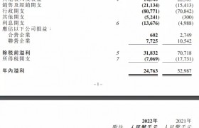 浦江中国2022年纯利减少53%至2480万元 | 年报快讯