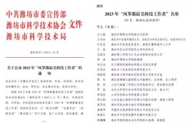 潍坊市中医院牛庆亮、王永传、徐春红入选2023 年“风筝都最美科技工作者”