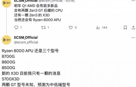 AMD 明年初新品桌面CPU 爆料：8000G系列、5700X3D、两款GT播报文章语音播报文章，释放双眼